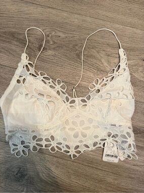 Free People White Floral Cutout Lace Bralette